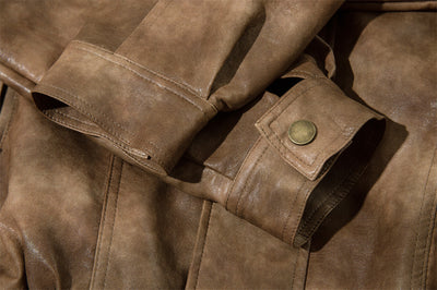 Abrigo de Cuero PU con Contraste de Colores para Hombre - Image 25