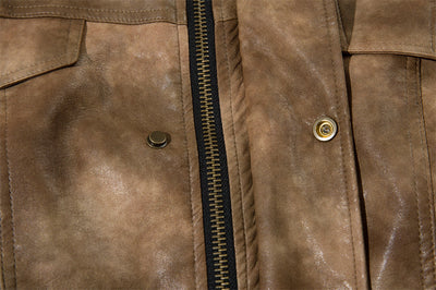 Abrigo de Cuero PU con Contraste de Colores para Hombre - Image 31