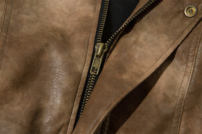 Abrigo de Cuero PU con Contraste de Colores para Hombre - Image 37