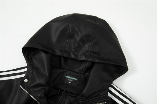 Abrigo de Cuero con Capucha para Hombre - Image 21