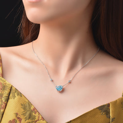 Colgante de Circón Azul Océano en Forma de Corazón - Plata de Ley S925 - Image 9