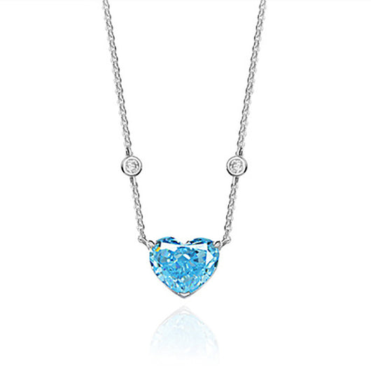 Colgante de Circón Azul Océano en Forma de Corazón - Plata de Ley S925 - Image 10