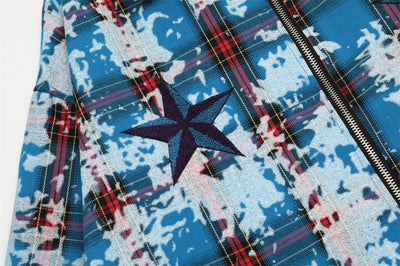 Chaqueta Camisa Tie-Dye Cuadros Desgastada para Hombre - Image 22