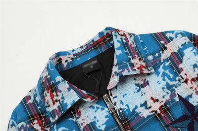 Chaqueta Camisa Tie-Dye Cuadros Desgastada para Hombre - Image 25