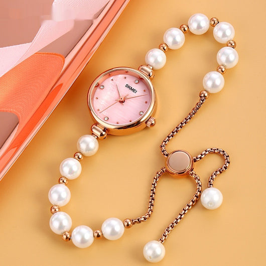 Reloj de Cuarzo Elegante para Mujer con Correa de Piedra Natural y Perla - Image 11
