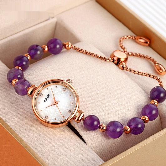 Reloj de Cuarzo Elegante para Mujer con Correa de Piedra Natural y Perla - Image 15