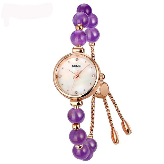 Reloj de Cuarzo Elegante para Mujer con Correa de Piedra Natural y Perla - Image 16