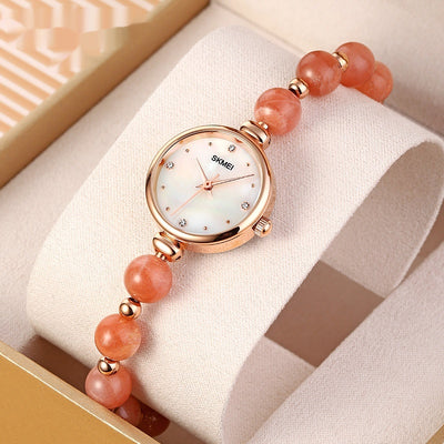 Reloj de Cuarzo Elegante para Mujer con Correa de Piedra Natural y Perla - Image 19