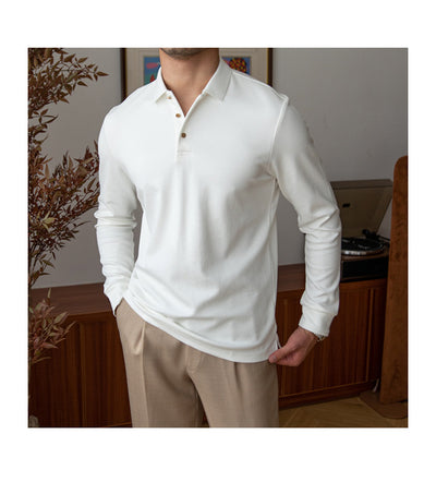 Polo Retro de Manga Larga Ajustado en Colores Sólidos - Image 46