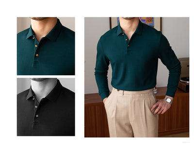 Polo Retro de Manga Larga Ajustado en Colores Sólidos - Image 47