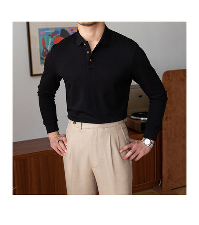 Polo Retro de Manga Larga Ajustado en Colores Sólidos - Image 59