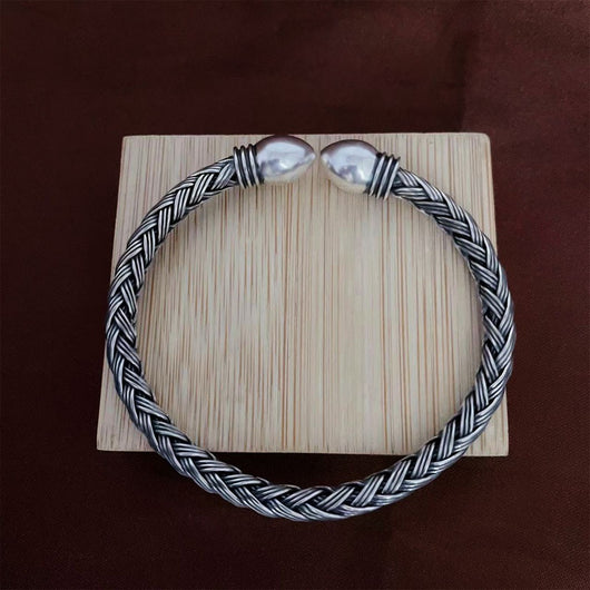 Pulsera de Plata S999 Tejida a Mano Personalizable - Estilo Retro y Moderno - Image 9
