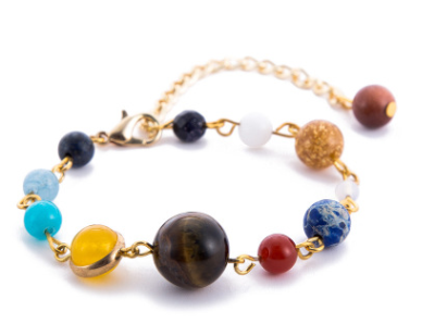 Pulsera de Cuentas de Piedra Natural Sistema Solar Ocho Planetas Galaxia Universo Estrella Guardiana - Image 10