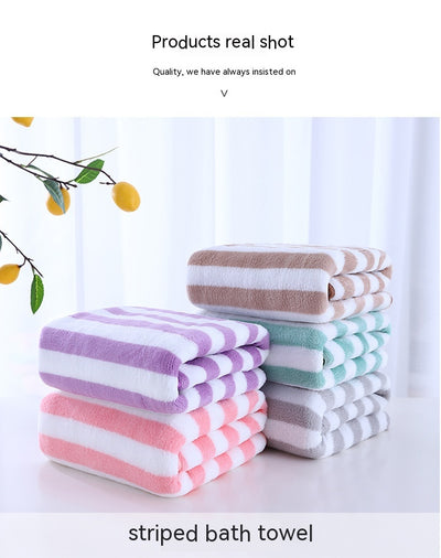 Toallas de Baño Coral Fleece con Rayas, Absorbentes y Suaves - Image 13