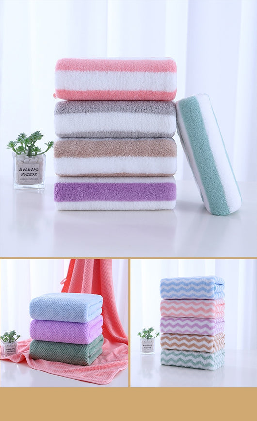 Toallas de Baño Coral Fleece con Rayas, Absorbentes y Suaves - Image 16