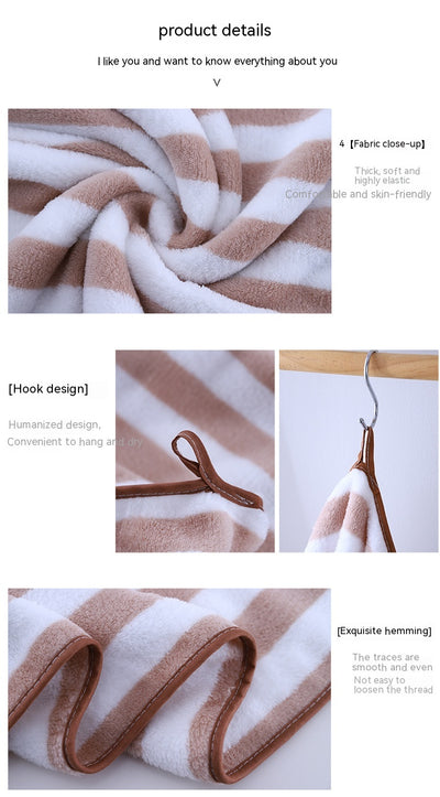 Toallas de Baño Coral Fleece con Rayas, Absorbentes y Suaves - Image 20