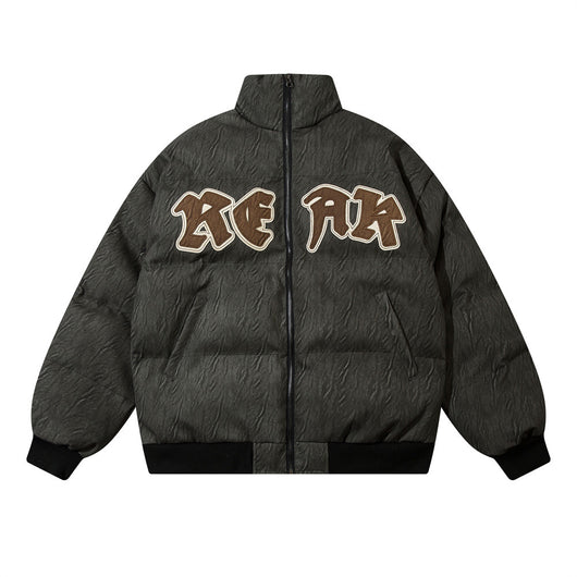 Chaqueta de Cuero con Parches de Letras Bordados para Hombre - Image 16