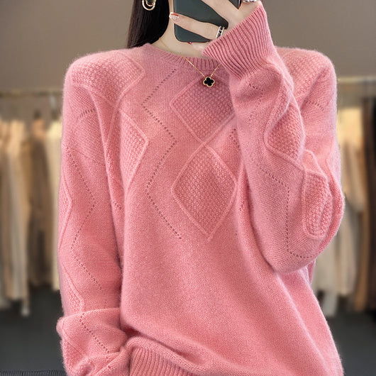 Suéter Tejido Cuello Redondo con Detalles Calados para Mujer - Image 9