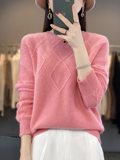 Suéter Tejido Cuello Redondo con Detalles Calados para Mujer - Image 10