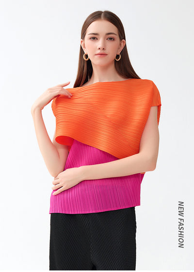 Blusa de Moda Asimétrica con Combinación de Colores para Primavera y Otoño - Image 27