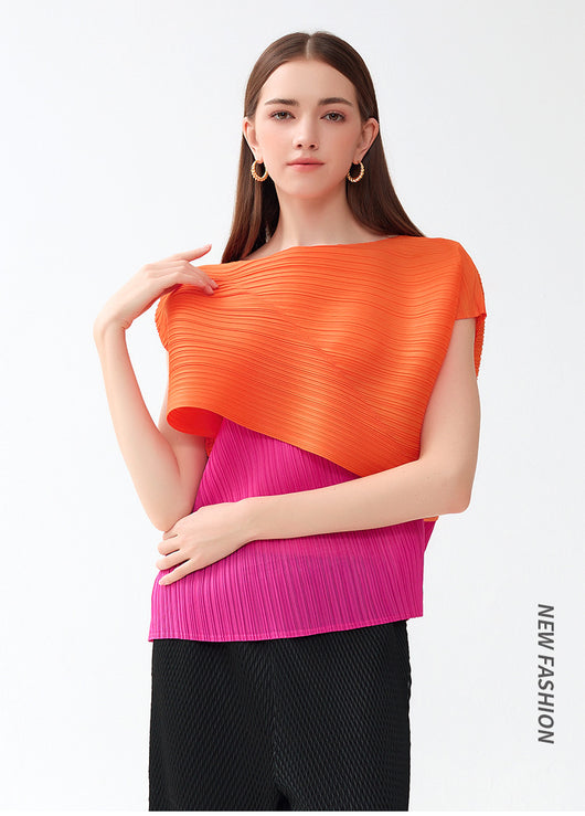 Blusa de Moda Asimétrica con Combinación de Colores para Primavera y Otoño - Image 27