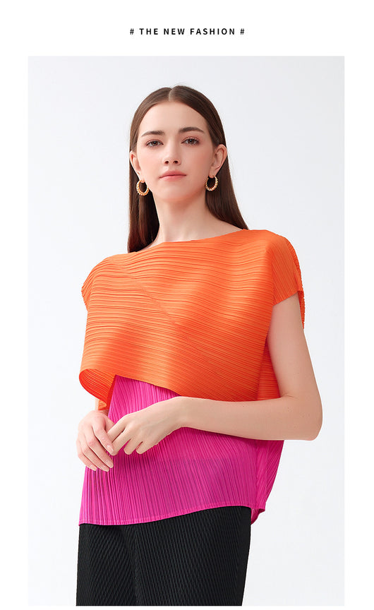 Blusa de Moda Asimétrica con Combinación de Colores para Primavera y Otoño - Image 29