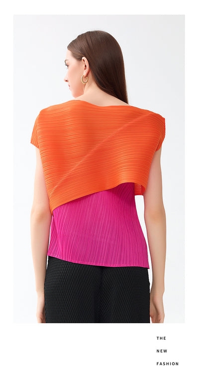 Blusa de Moda Asimétrica con Combinación de Colores para Primavera y Otoño - Image 30