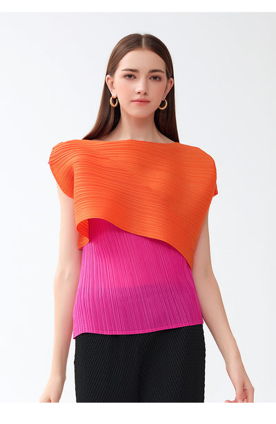 Blusa de Moda Asimétrica con Combinación de Colores para Primavera y Otoño - Image 31