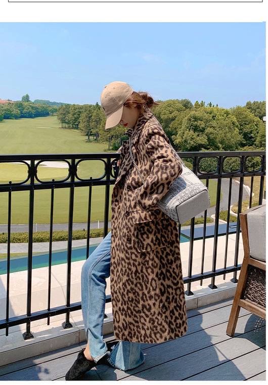 Abrigo Largo de Lana Estampado Leopardo para Invierno Mujer - Image 37