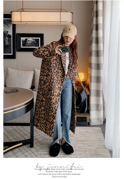 Abrigo Largo de Lana Estampado Leopardo para Invierno Mujer - Image 41