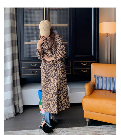 Abrigo Largo de Lana Estampado Leopardo para Invierno Mujer - Image 44