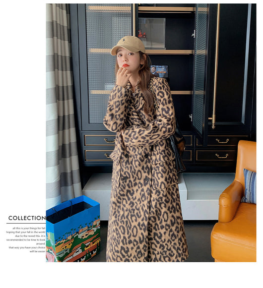 Abrigo Largo de Lana Estampado Leopardo para Invierno Mujer - Image 45