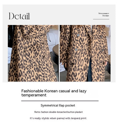 Abrigo Largo de Lana Estampado Leopardo para Invierno Mujer - Image 47