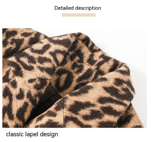 Abrigo Largo de Lana Estampado Leopardo para Invierno Mujer - Image 48