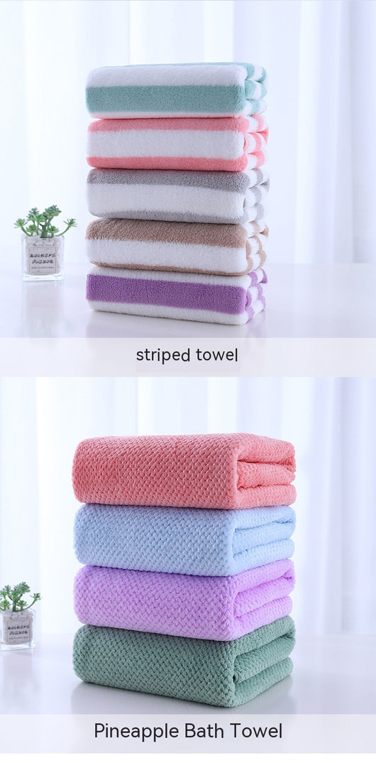 Toallas de Baño Coral Fleece con Rayas, Absorbentes y Suaves - Image 21