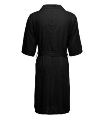 Bata de Lino Larga Unisex de Color Sólido - Pijama Cómodo para Casa - Image 30