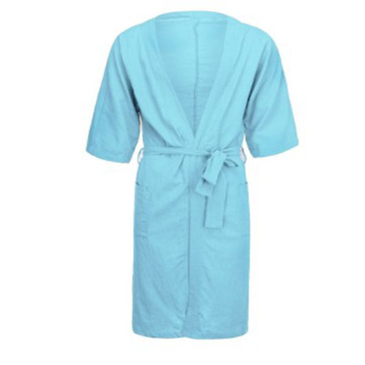 Bata de Lino Larga Unisex de Color Sólido - Pijama Cómodo para Casa - Image 33