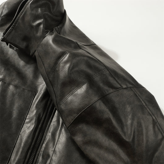 Abrigo de Cuero PU Acolchado para Hombre - Estilo Rock Impermeable Invierno - Image 27
