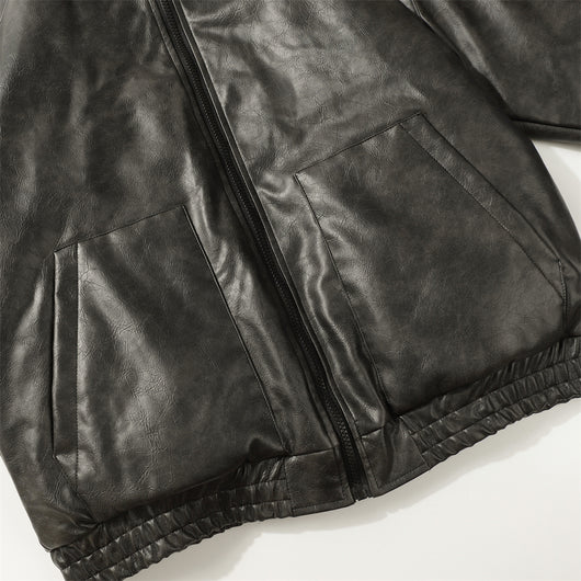 Abrigo de Cuero PU Acolchado para Hombre - Estilo Rock Impermeable Invierno - Image 28