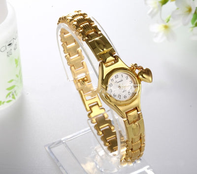 Reloj Pulsera Dorado para Mujer con Corazón Miel y Rhinestones - Image 8