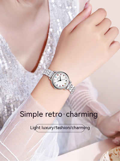 Reloj de Acero Inoxidable para Mujer con Piedra de Nacimiento - Lujo Minimalista Resistente al Agua - Image 9