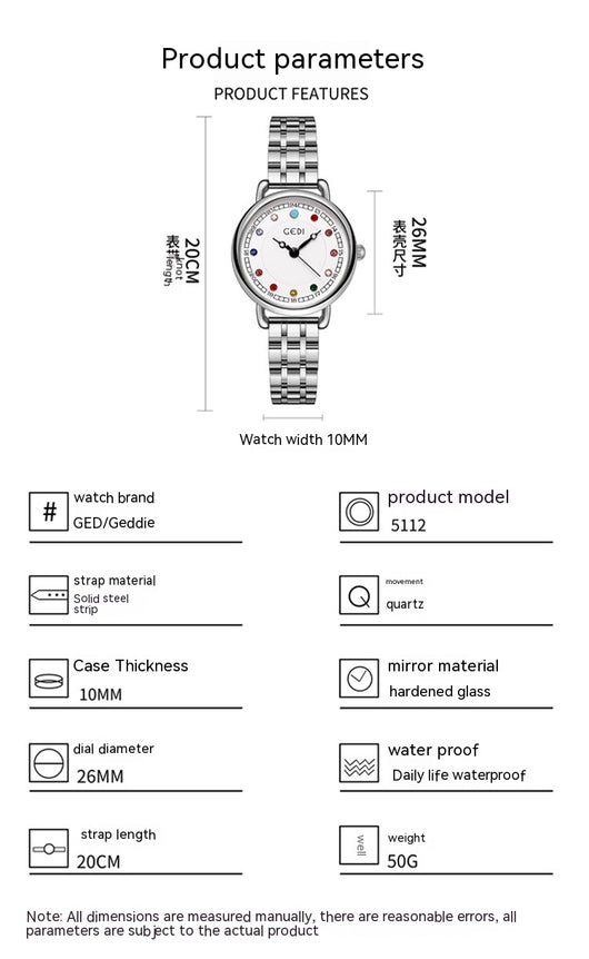 Reloj de Acero Inoxidable para Mujer con Piedra de Nacimiento - Lujo Minimalista Resistente al Agua - Image 13