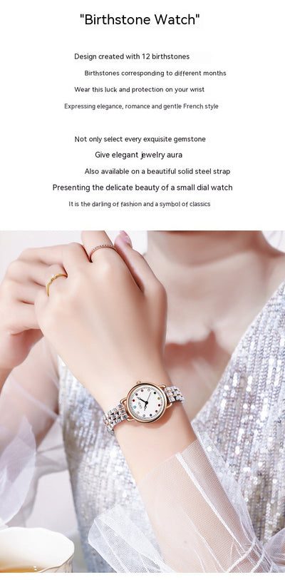 Reloj de Acero Inoxidable para Mujer con Piedra de Nacimiento - Lujo Minimalista Resistente al Agua - Image 27