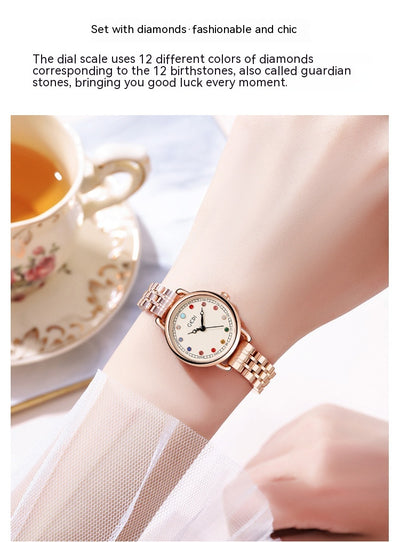 Reloj de Acero Inoxidable para Mujer con Piedra de Nacimiento - Lujo Minimalista Resistente al Agua - Image 29