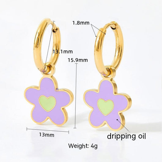 Conjunto de Collar y Aretes de Aleación con Diseño Colorido y Efecto Óleo - Image 12