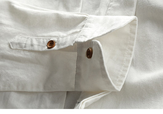 Camisa de Lino Casual Hombre Cuello Mao Estilo Asiático - Image 10
