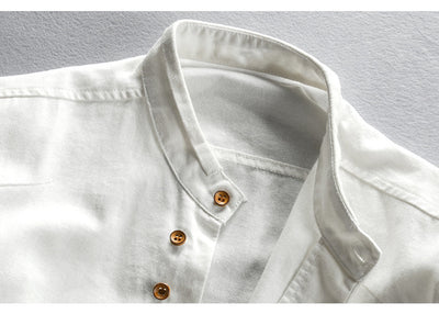 Camisa de Lino Casual Hombre Cuello Mao Estilo Asiático - Image 12