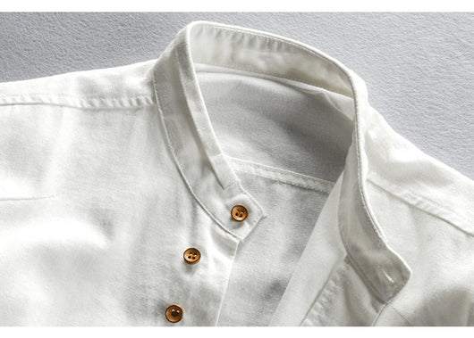 Camisa de Lino Casual Hombre Cuello Mao Estilo Asiático - Image 12