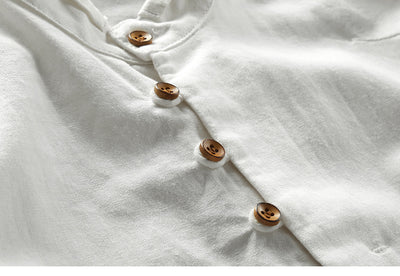 Camisa de Lino Casual Hombre Cuello Mao Estilo Asiático - Image 13