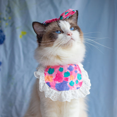 Babero Pañoleta Encaje Gato Estilo Princesa con Decoración - Image 59